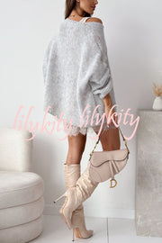 Solid Color Loose V-neck Casual Knitted Sweater