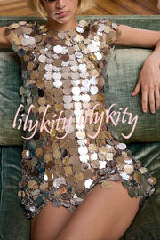 Sexy Sparkly Sequined Cutout Mini Dress