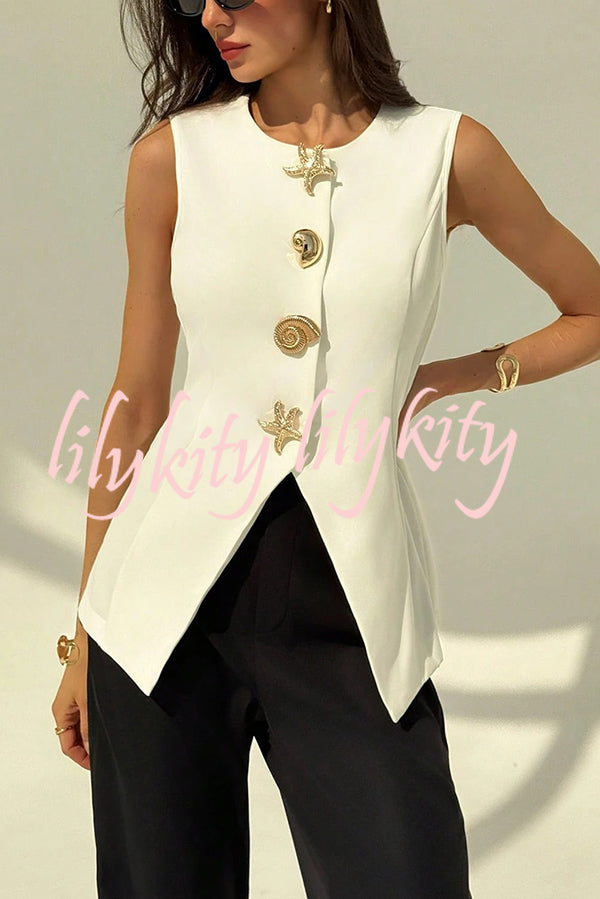 British Elegant Conch and Starfish Decorated Sleeveless Versatile Vest