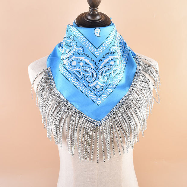 British Retro Diamond Tassel Square Scarf