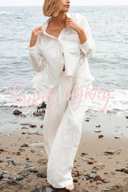 Daisy Long Sleeve Back Crochet Floral Lace A-line Blouse