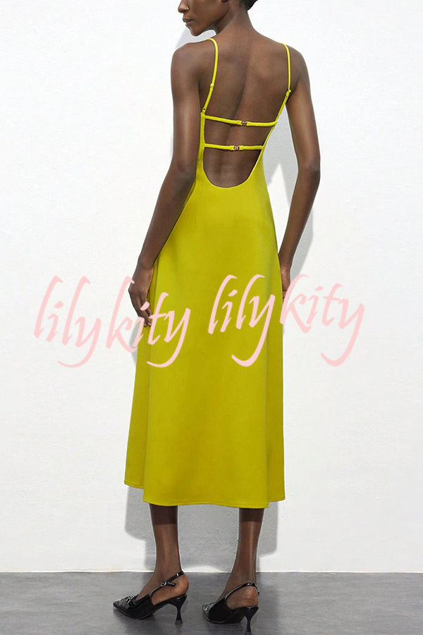 Sexy Hollow Strap Backless Slim Midi Dress
