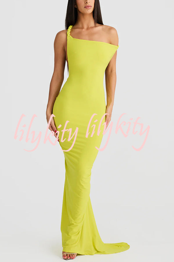 Everything You Want Rope Detail Backless Ruched Stretch Maxi Dress