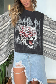 Unique Ethnic Print Batwing Sleeve Loose Top