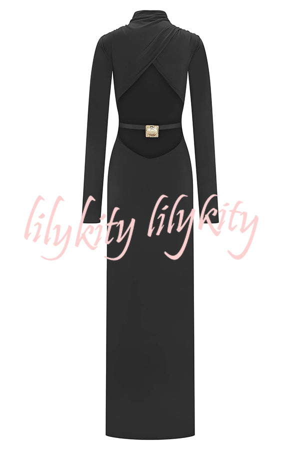 Sexy Backless Long-sleeved Stretch Slim-fit Maxi Dress