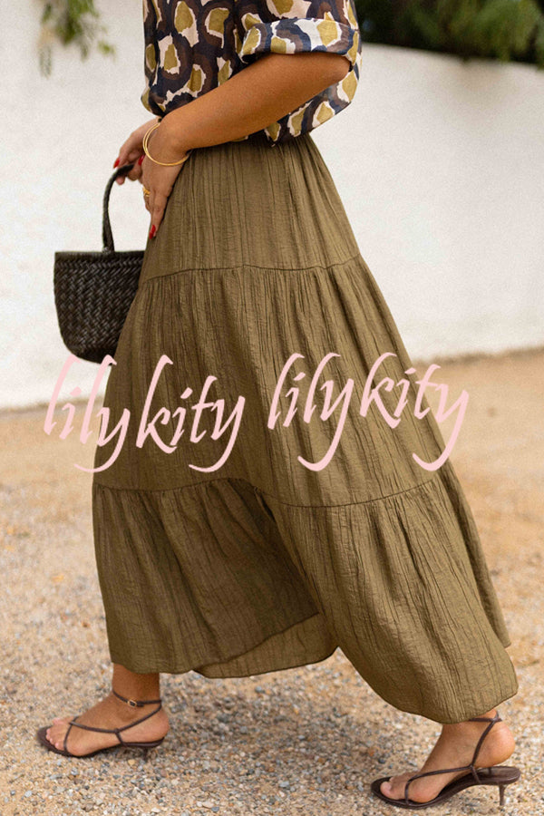 Solid Color Splicing Casual Vacation Maxi Skirt