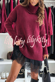 Breezy City Knit Turtleneck Long Sleeve Relaxed Sweater