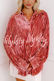 Solid Color Velvet Light-sensitive Drape Loose Shirt