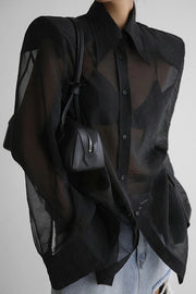 Retro Sheer Loose Long-sleeved Casual Shirt