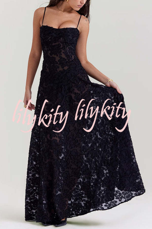 Fashion Sexy Suspenders See-through Holiday Slim Maxi Dress