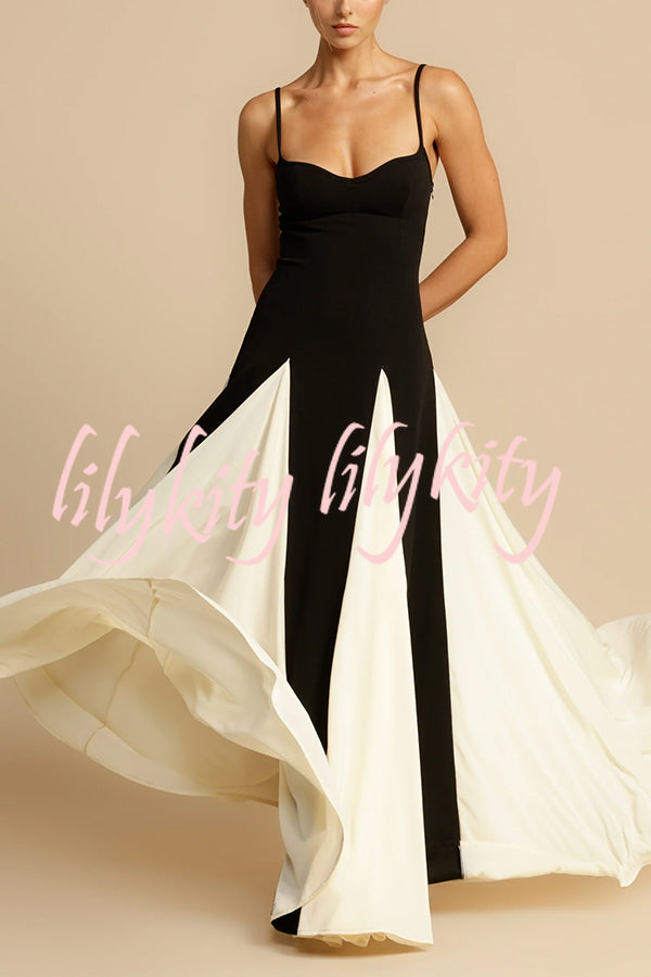 Timeless Elegance Panelled Tulle A-line Slip Maxi Dress