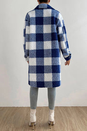 Fashionable Plaid Lapel Loose Plush Jacket