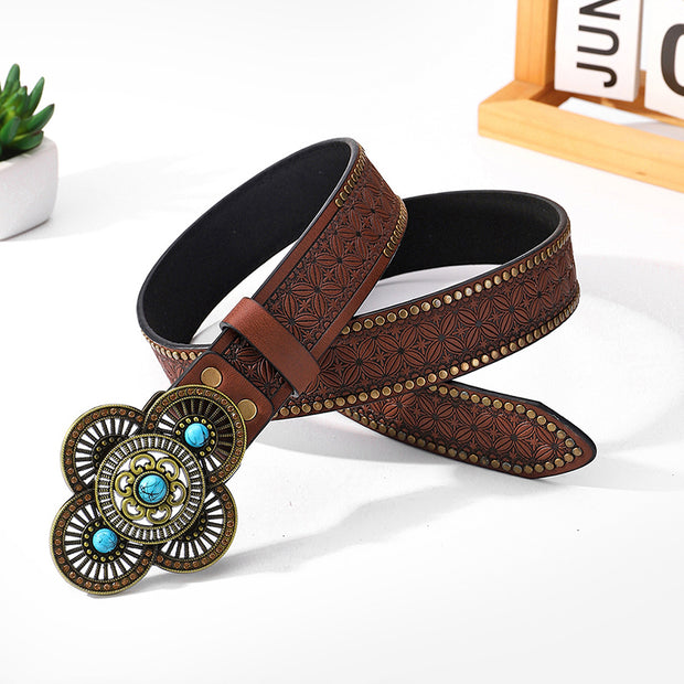 Retro All-match Pattern Turquoise Fashion Belt