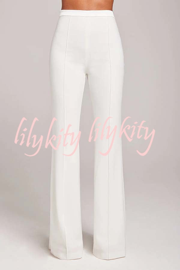Women Power High Rise Side Zipper Flare Slim Fit Pants