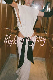 Sexy Open Back Bow Embellished Elegant Fishtail Maxi Dress