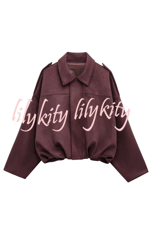 Fashion Lapel Long-sleeved Casual Bomber Jacket