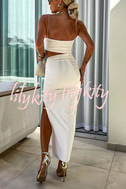 Sexy Partner Asymmetrical Cutouts Slit Stretch Maxi Dress