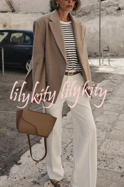 Solid Color Lapel Long Sleeve Loose Blazer