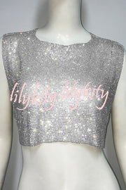Sexy Metallic Rhinestone Backless Chain Vest