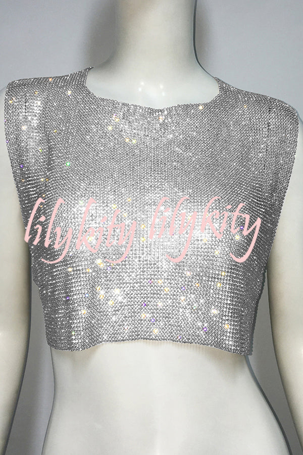 Sexy Metallic Rhinestone Backless Chain Vest