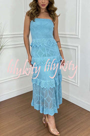 Angie Knit Off Shoulder Tiered Ruffle Texture Stretch Maxi Dress