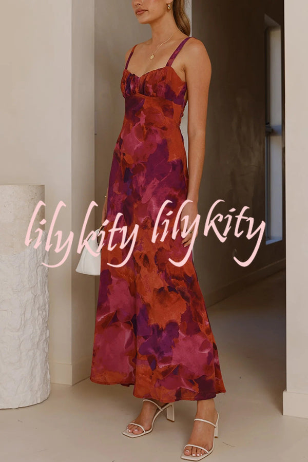 Fashion Tie-dye Backless Suspender Holiday Maxi Dress