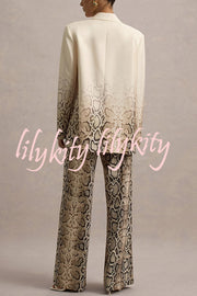 Hurley Ombre Snake Print Elastic Waist Pocketed Wide Leg Pants