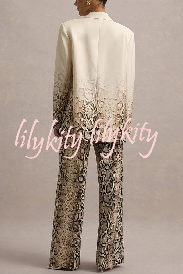 Hurley Ombre Snake Print Elastic Waist Pocketed Wide Leg Pants