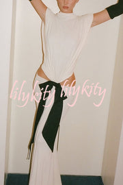 Sexy Open Back Bow Embellished Elegant Fishtail Maxi Dress