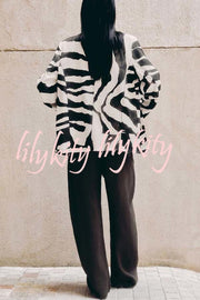 Breath of Freedom Animal Print Button Up Long Sleeve Lapel Loose Blazer