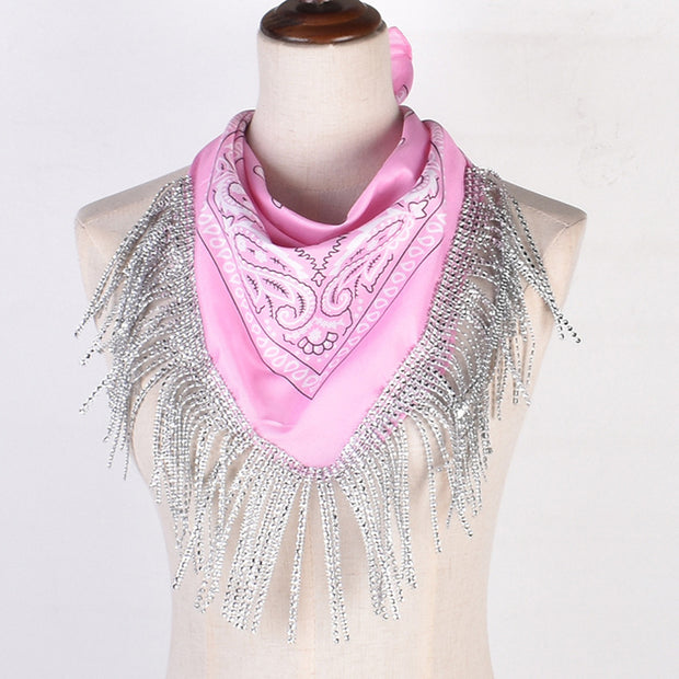 British Retro Diamond Tassel Square Scarf