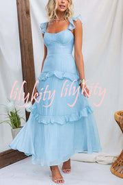 Solid Color Halter Backless Tie Elegant Ruffle Maxi Dress