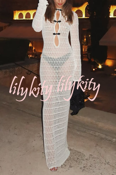 Sexy Backless Long-sleeved Knitted Slim-fit Maxi Dress