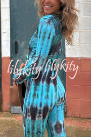 Exclusive Style Tie-dye Print Long Sleeve Tie-up Crop Cardigan
