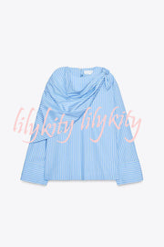 Meliora Striped Multi Position Scarf Long Sleeve H-line Shirt