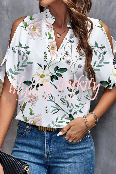 Fashion Printed V-neck Casual Loose Top