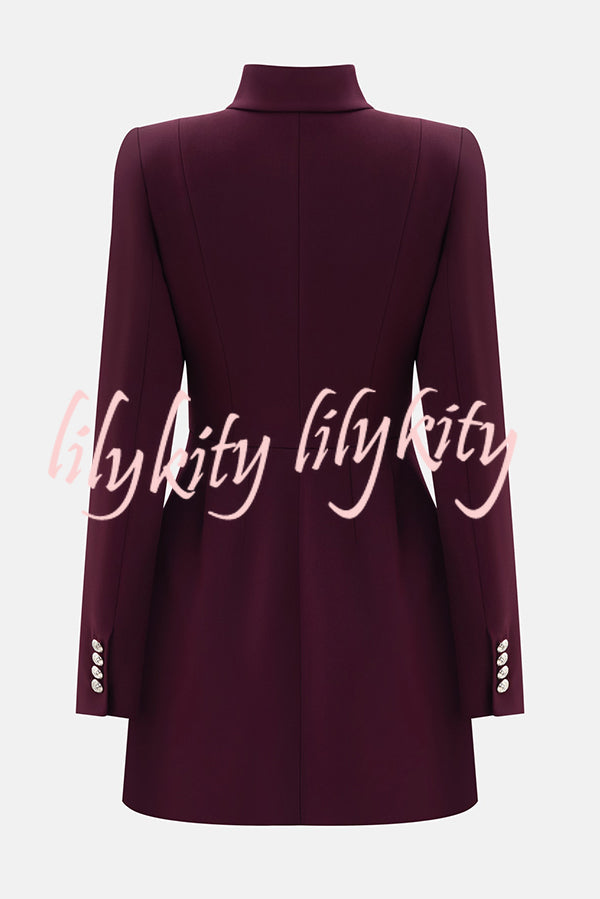Elegant Long-sleeved Hollowed-out Button-down Slim-fit Mini Dress