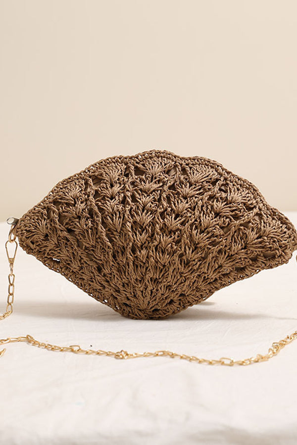 Fairy Shell Hollowed-Out Crossbody Straw Bag