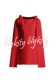 Dear Me Bow Detail Cape Pocket H-line Mini Dress