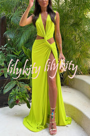 She¡¯s A Winner Jersey Triple Loop Cutout Stretch Maxi Dress