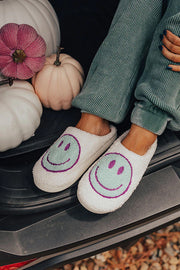 Smiley plush slippers