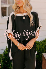 Brooklyn Babe Satin Color Block Design Loose Shift Top