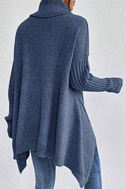 Solid Color High Collar Long Sleeve Loose Knitted Sweater