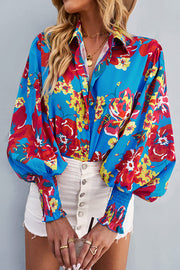 Contrast Unique Print Button Down Long Sleeved Shirt