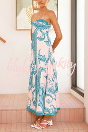 Unique Botanical Print Off-the-shoulder Fitted Maxi Dress