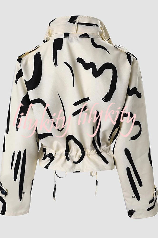 Unique Stylish Printed Casual Pocket Statement Jacket