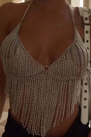 Tassel Vest Top Chain Bra Chest Chain