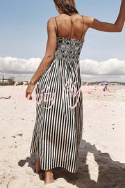 Mariela Stripe Smocked Bust Pocketed Slip Loose Maxi Dress