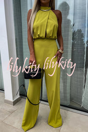 Fashionable Solid Color Sleeveless Hollow Slim Fit Jumpsuit