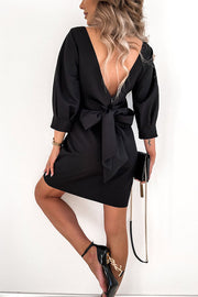 Cute Collab Bowknot Decor V-Back Cocktail Party Dress